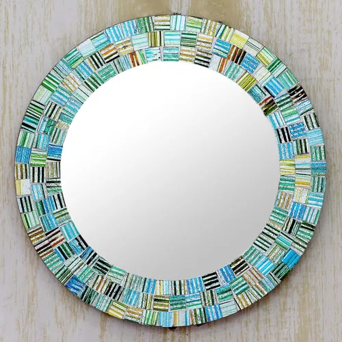 Vista 3 de Novica Espejo Mosaico (Cristal, dorado splash-parent (259598-P)