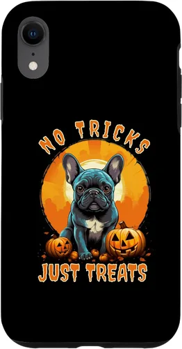 Vista 24 de iPhone 16 No Tricks Just Treats French Bulldog Halloween Frenchie Case