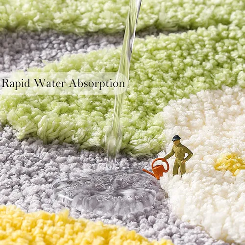 Vista 4 de Tapete de baño, bonito tapete de flores para decoración del hogar, ultra absorbente, antideslizante, tapete de fibra superfina, lavable a máquina