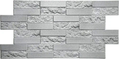 Vista 3 de Dundee Deco PG7059 Ladrillo de cemento sintético gris, 3.2 pies x 1.6 pies, panel de pared 3D de PVC, decoración de paneles de pared de diseño