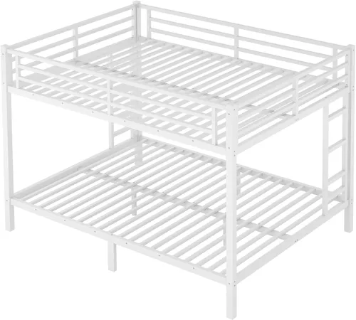 Vista 12 de Bellemave Litera individual XL sobre individual XL, litera de metal con escalera y barandilla para niños, adultos, se puede dividir, color negro