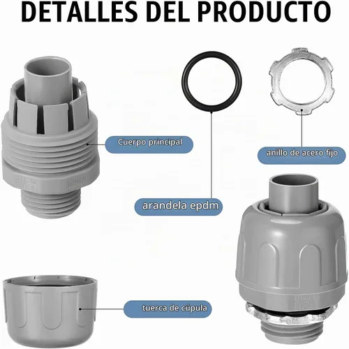 Vista 3 de Maitys 60 unids 1/2 pulgada líquido apretado conector recto 180 grados