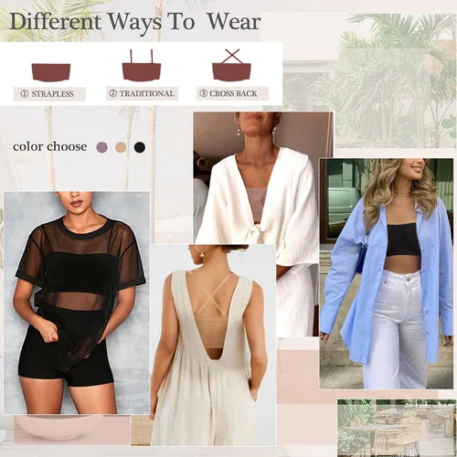 Vista 4 de DotVol Bralette con aros para mujer, sin relleno, con parte superior de tubo bandeau
