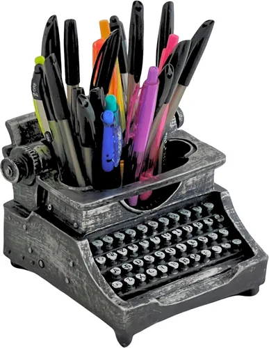 Vista 2 de Bellaa 21413 - Portalápices para máquina de escribir, organizador de escritorio para bolígrafos grandes, antigüedades, retro, shabby chic, taza
