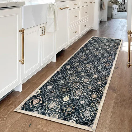 Vista 50 de KILOCOCO Alfombra marroquí pequeña, de 2 x 3 pies, color negro/dorado, súper suave, lavable, para interiores, vintage, lavable, antideslizante