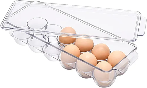 Vista 2 de Soporte para 12 huevos para refrigerador, recipiente transparente para nevera, cocina