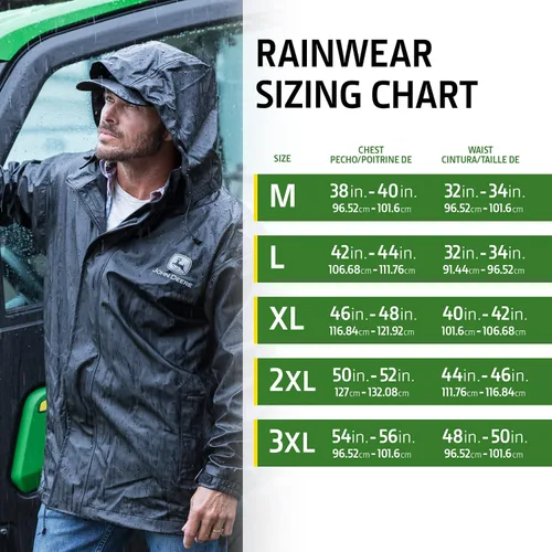 Vista 7 de John Deere Hi-Visibility Rain Suit, ANSI Class 3, Poly Oxford with PU Backing, Hi-Vis YellowBlack