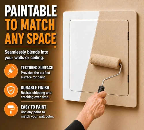 Vista 5 de Morvat Panel de acceso de 14 x 14 pulgadas para paneles de yeso y techo con puerta, plástico ABS duradero de alta resistencia y caja de acceso