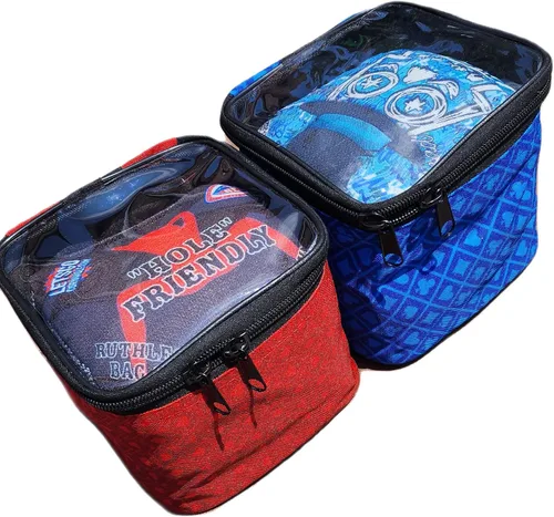 Vista 7 de Funda para bolsas de cornhole, bolsa de parche negra, resistente con doble cremallera, parte superior de vinilo, inserto pequeño, juego individual