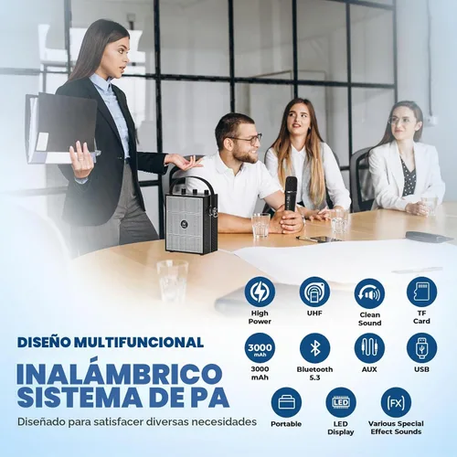 Vista 3 de Amplificador de voz inalámbrico de 50W con micrófono de mano S98 Pro