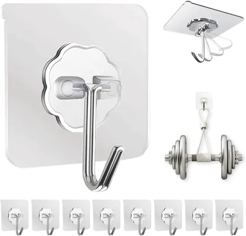 Vista 15 de DDMY Ganchos adhesivos resistentes para colgar 50 libras (máx.), ganchos de pared negros con fuerte adherencia, gancho extraíble sin daños
