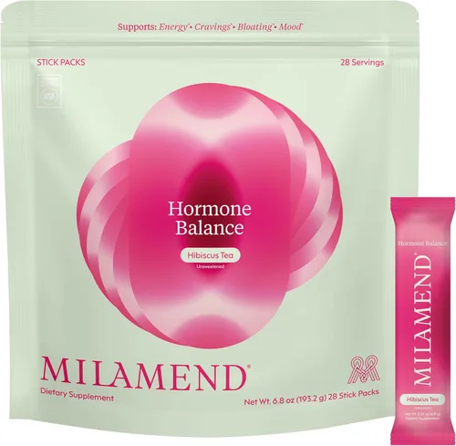 Vista 10 de Milamend Equilibrio Hormonal para Mujeres 40:1 Myo-Inositol D-Chiro Inositol Suplemento + CoQ10, ALA y Aminoácidos – Fertilidad, Apoyo Ovarico