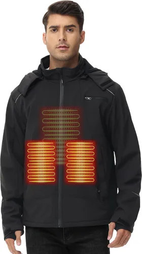 Vista 2 de uupalee Heated Jacket for Men (with 16000 mAh Battery Pack and Detachable Hood)