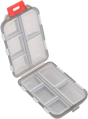 Vista 7 de Pastillero (paquete de 2) – Caja portátil para tabletas de suplementos pequeños con 10 compartimentos – Organizador de vitaminas medicinales