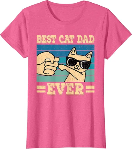 Vista 22 de Best Cat Dad Ever Vintage Funny Cat Lover Retro Men T-Shirt Asphalt Grey