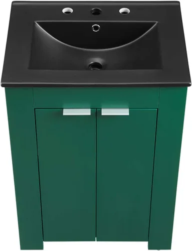 Vista 9 de Modway Maybelle - Tocador de baño (24 pulgadas), color verde y negro Verde Negro