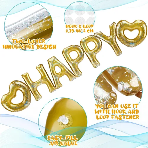 Vista 3 de Flotador inflable para piscina de cumpleaños, 15 unidades, con letras de corazón, para fiesta de piscina, globo grande de 20 pulgadas, decoración