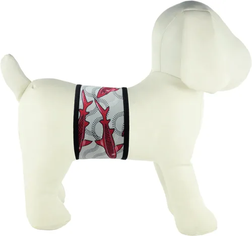 Vista 2 de Bandas lavables y reutilizables de vientre para perro macho de PlayaPup, Tiki Flame