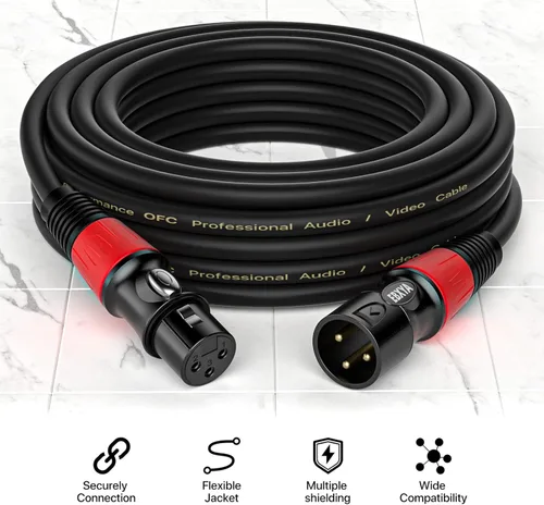 Vista 2 de EBXYA Paquete de 4 cables XLR de 3 pies, cable de micrófono macho a hembra con cable de altavoz blindado equilibrado