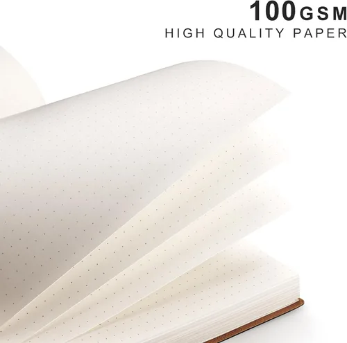 Vista 2 de AHGXG Paquete de 2 cuadernos B5 con cuadrícula de puntos (7.6 x 10 pulgadas) con papel grueso de puntos de 4.23 oz/m², cubierta de cuero suave, negro