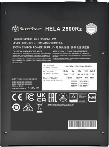 Vista 6 de Silverstone Technology HELA 1300R Platinum ATX 3.0 / PCIe Gen 5 1300W Fuente de alimentación totalmente modular con dimensiones compactas