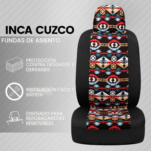 Vista 2 de BDK - Fundas para asientos de automóvil con patrón azteca, juego de 2 fundas para asientos delanteros con estampado geométrico que incluye Aztec