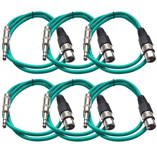 Vista 8 de Seismic Audio - SATRXL-F2-6 Paquete de cable de conexión XLR negro de 2 pies XLR hembra a 1/4" TRS