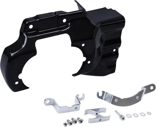 Vista 2 de TCT-MOTORPARTS Cubierta de interfaz de transmisión de motor negra para Harley Softail Deluxe FXST FXSTC 2007-2017