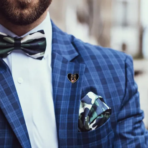 Vista 5 de Joyería de moda de pastor alemán, insignia de corazón, broche de solapa para decoración de ramos de boda
