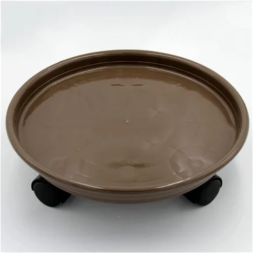 Vista 5 de Soporte para plantas, soporte resistente para plantas con ruedas, organizador redondo para plantas - Estante para macetas al aire libre en rodillos