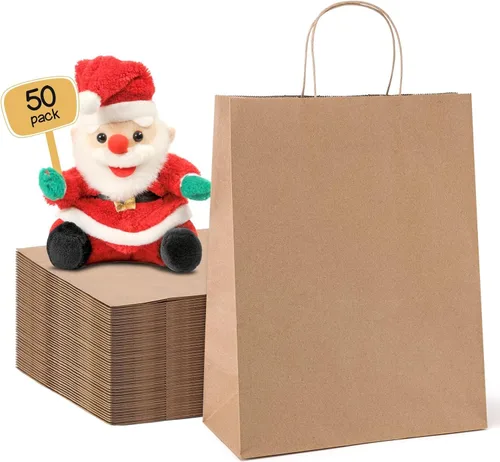 Vista 11 de METRONIC Bolsas de regalo de papel negro de 8 x 4.25 x 10.5 pulgadas, paquete de 100 bolsas de compras medianas de papel kraft con asas