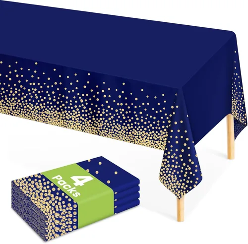 Vista 49 de Mulbozy Mantel de plástico negro desechable 4 unidades, 54 × 108 pulgadas