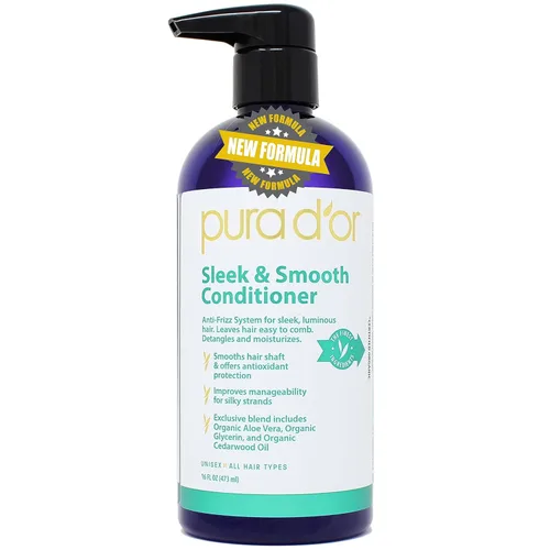 Vista 9 de PURA D'OR Elegante y suave juego de champú y acondicionador para cabello liso sin encrespamiento y sedoso, infundido con aloe vera orgánico, aceite