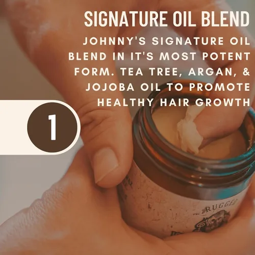 Vista 4 de Johnny Slicks Pomada a base de aceite Peinado orgánico para hombres, fijación baja a media Promueve el crecimiento saludable del cabello y ayuda