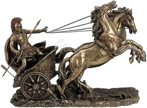 Vista 2 de Verones 14.5" Aquiles En Dos Caballos Carro Escultura