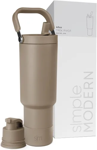 Vista 49 de Simple Modern Trek Pivot Vaso con pajita abatible de 30 oz con asa Botella de agua y protector Tapas intercambiables de pajita y para beber