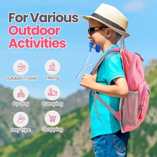 Vista 6 de Shinylin 2 piezas mochila de hidratación para niños con bolsa de agua de 1.5l mochila ligera para niños para senderismo mochila de agua para niños