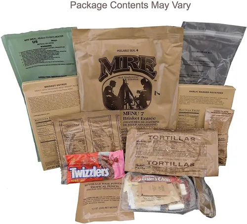 Vista 8 de MREs (Comidas listas para comer) Genuino excedente Militar de EE. UU. (1 Paquete) Sabores variados