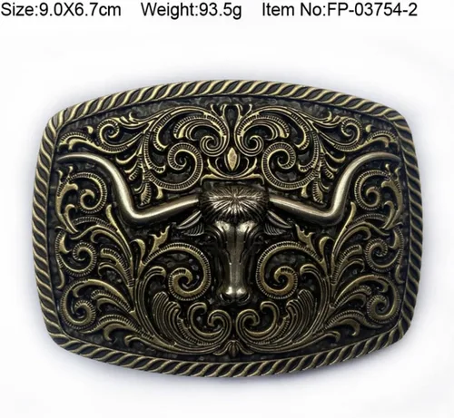 Vista 5 de Hebilla de cinturón de aleación de estilo vintage moda vaquero americano occidental 3D grabado vaca toro cabeza cinturón hebillas