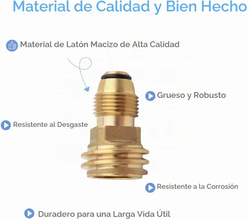 Vista 2 de Adaptador de propano POL a QCC1 de latón