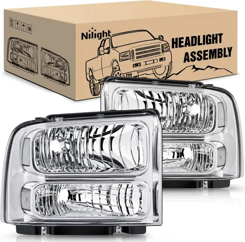 Vista 12 de Nilight - Conjunto de faros delanteros compatible con Ford F-150 Expedition 1997 1998 1999 2000 2001 2002 2003, carcasa negra, reflector ámbar