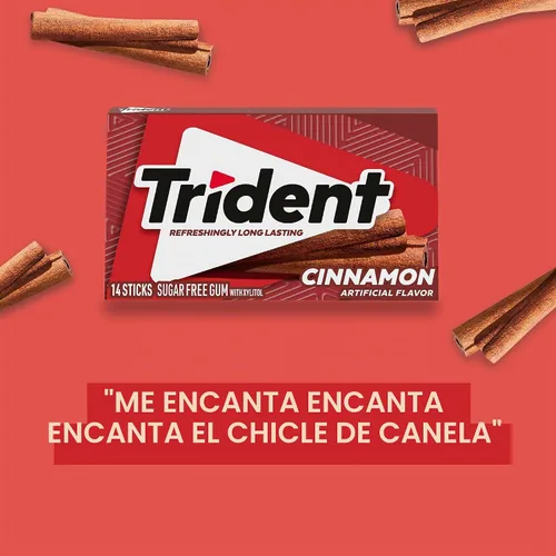 Vista 6 de Trident Goma de mascar de canela sin azúcar, 3 paquetes de 14 piezas (42 piezas en total)