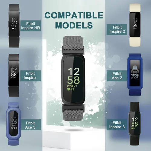 Vista 5 de Bandas elásticas de nailon compatibles con Fitbit Inspire 3/Inspire 2/Inspire HR/Inspire/Ace 3/Ace 2, correas elásticas ajustables suaves