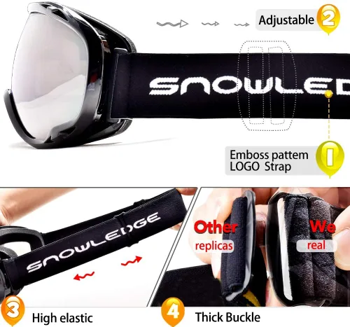 Vista 3 de Gafas de esquí para esquí, snowboard, motos de nieve para hombres, mujeres y adultos, antivaho 100% protección UV