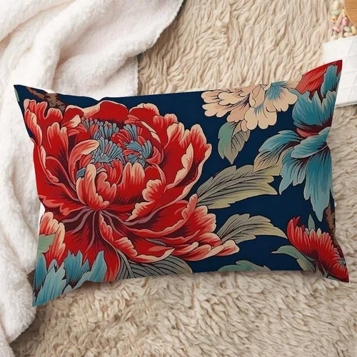 Vista 17 de ArogGeld Fundas de cojín de estilo chinoiserie, diseño de flores y pájaros, color rosa rubor, diseño de animales de pavo real, jardín asiático