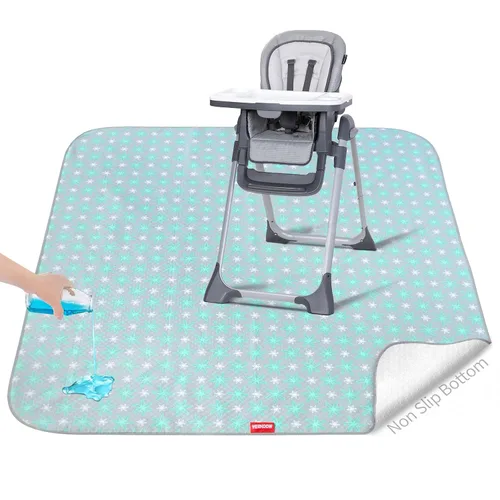 Vista 16 de Tapete portátil antideslizante para silla de bebé, 46 x 42 pulgadas, estrella negra