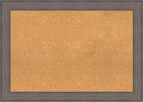 Vista 9 de Amanti Art Natural Cork Board for Wall, 18x24 Vision Board with Grey Wood Frame, Small Corkboard Office Decor for Home Organization, Country Rustic