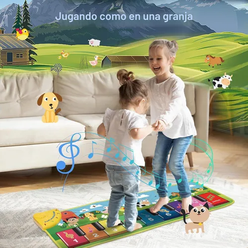 Vista 4 de FOKI - Alfombrilla para piano de piso, juguetes para bebés y niños pequeños Azul claro