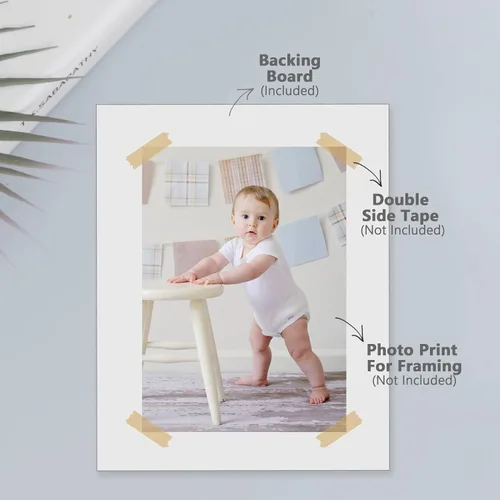 Vista 5 de Paquete de 10 tableros de respaldo solamente – Tablas de base blancas sin cortar de 11 x 14 pulgadas, sin ácidos y con núcleo blanco, ideal
