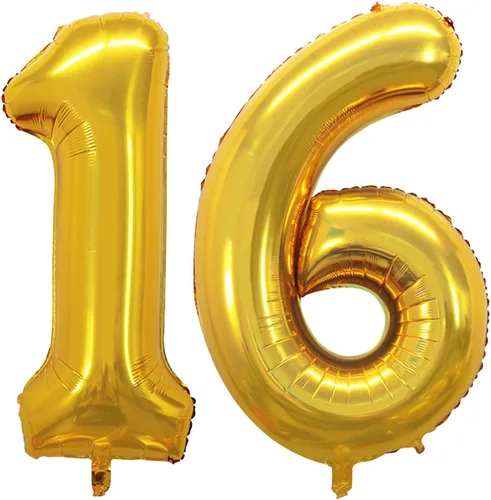 Vista 58 de Goer, conjunto de globos de papel aluminio para decoraciones de cumpleaños, globos de las letras de feliz cumpleaños y de números Oro